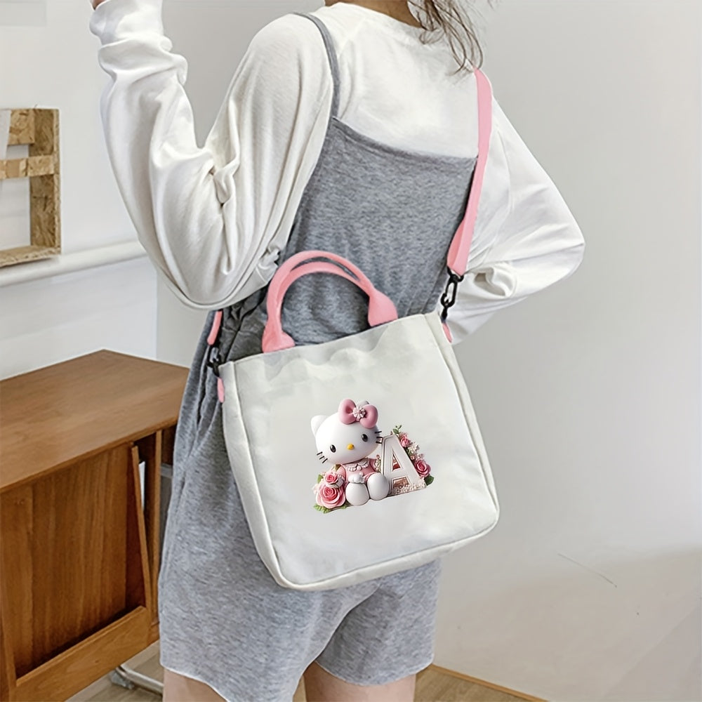 Sanrio Hello Kitty A-Z Letter Design Crossbody Bag with 26 Options, Cute Cartoon Pink, Large Capacity, Lightweight, Ideal for Daily Use.