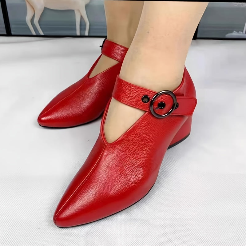 2023 Summer Solid Color Versatile Sexy High Heels Buckle Soft Pointed Thick-Heeled Fashion Shoes