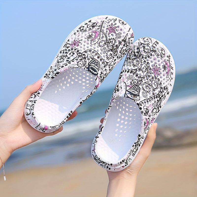 Women's Summer Beach Clogs: Star-patterned, multi-colored, lightweight, and comfortable unisex style