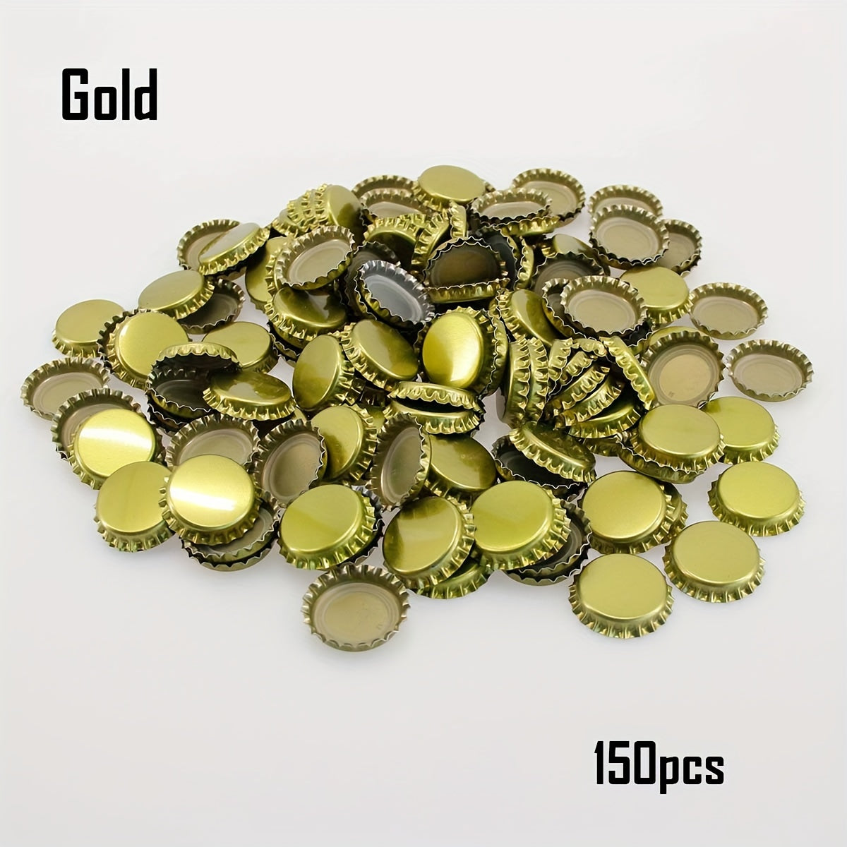 150 Brew Shark Golden Oxygen Absorbing Beer Caps - 26mm AQSh Standart O'lchami, PVC-siz, Uyda Pivo Tayyorlash va DIY uchun, Havo o'tkazmaydigan Möhri va Yangiligi.