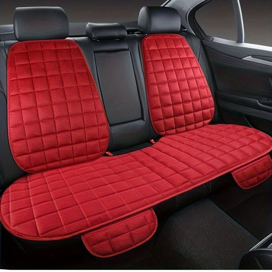 Velvet plush car seat covers with breathable protective pads for universal car interior.