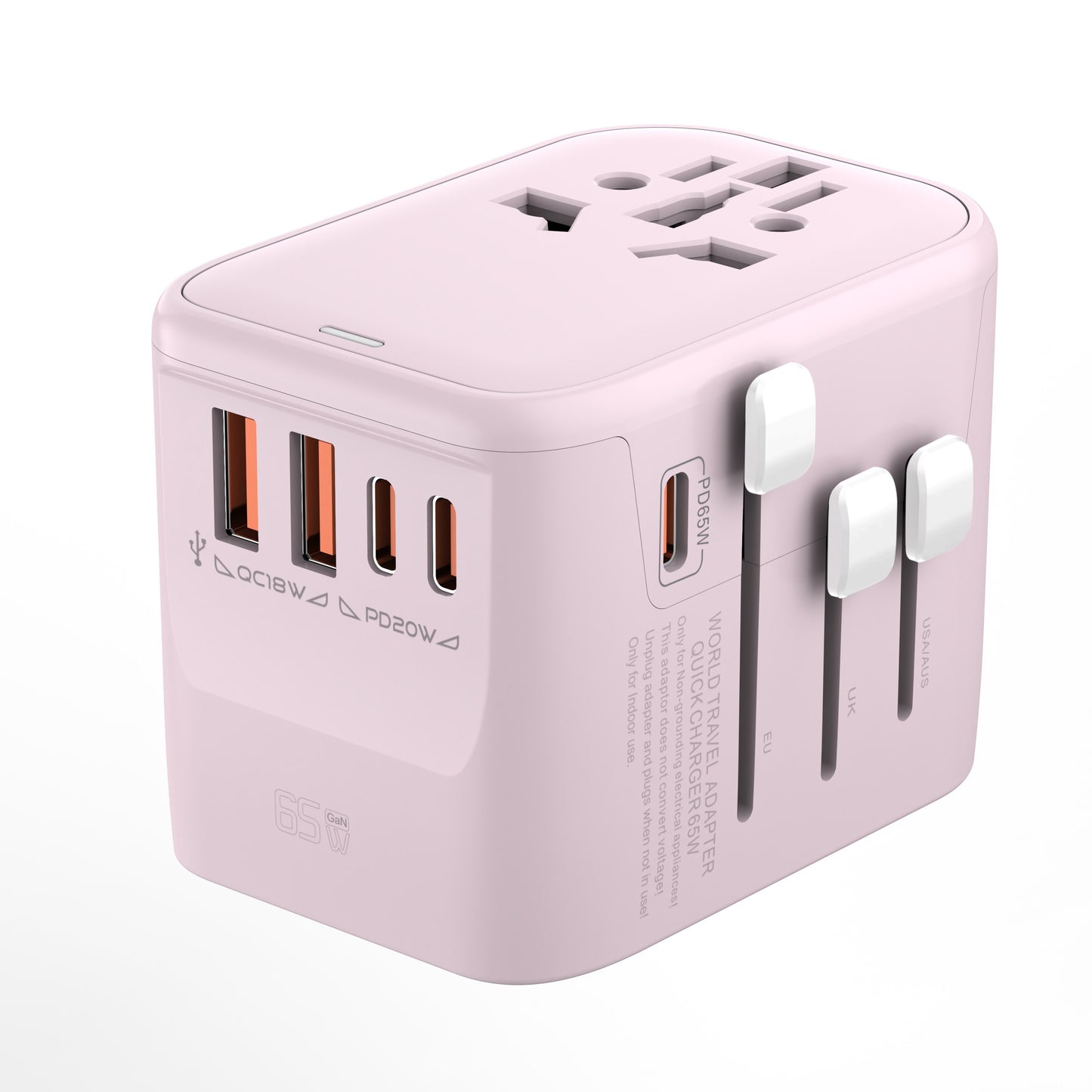 65W PD GaN Fast Charger, Type-C travel adapter compatible with multiple standards for efficient charging of mobile devices and laptops, portable.