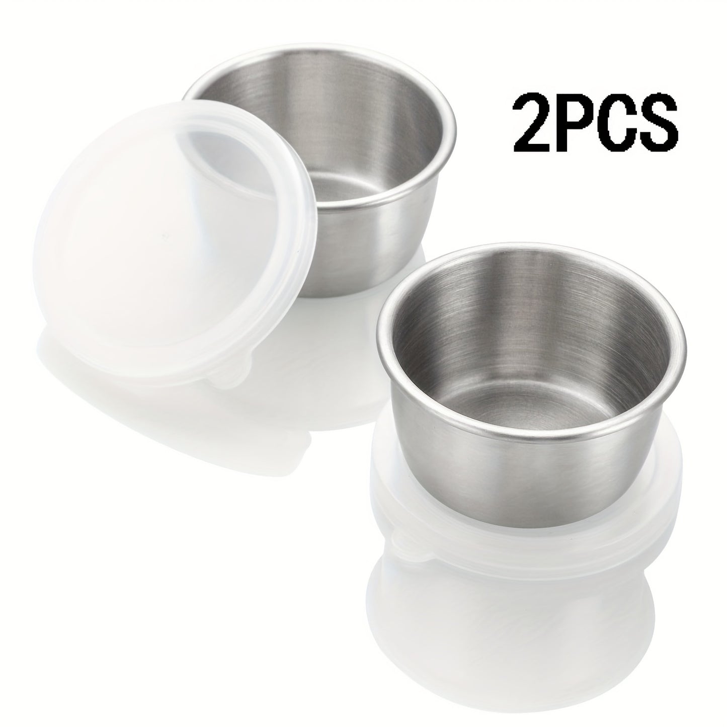 Set of 2/4/6 leakproof 1.6oz stainless steel salad dressing containers with clear lids, ideal for bento boxes and on-the-go meals.