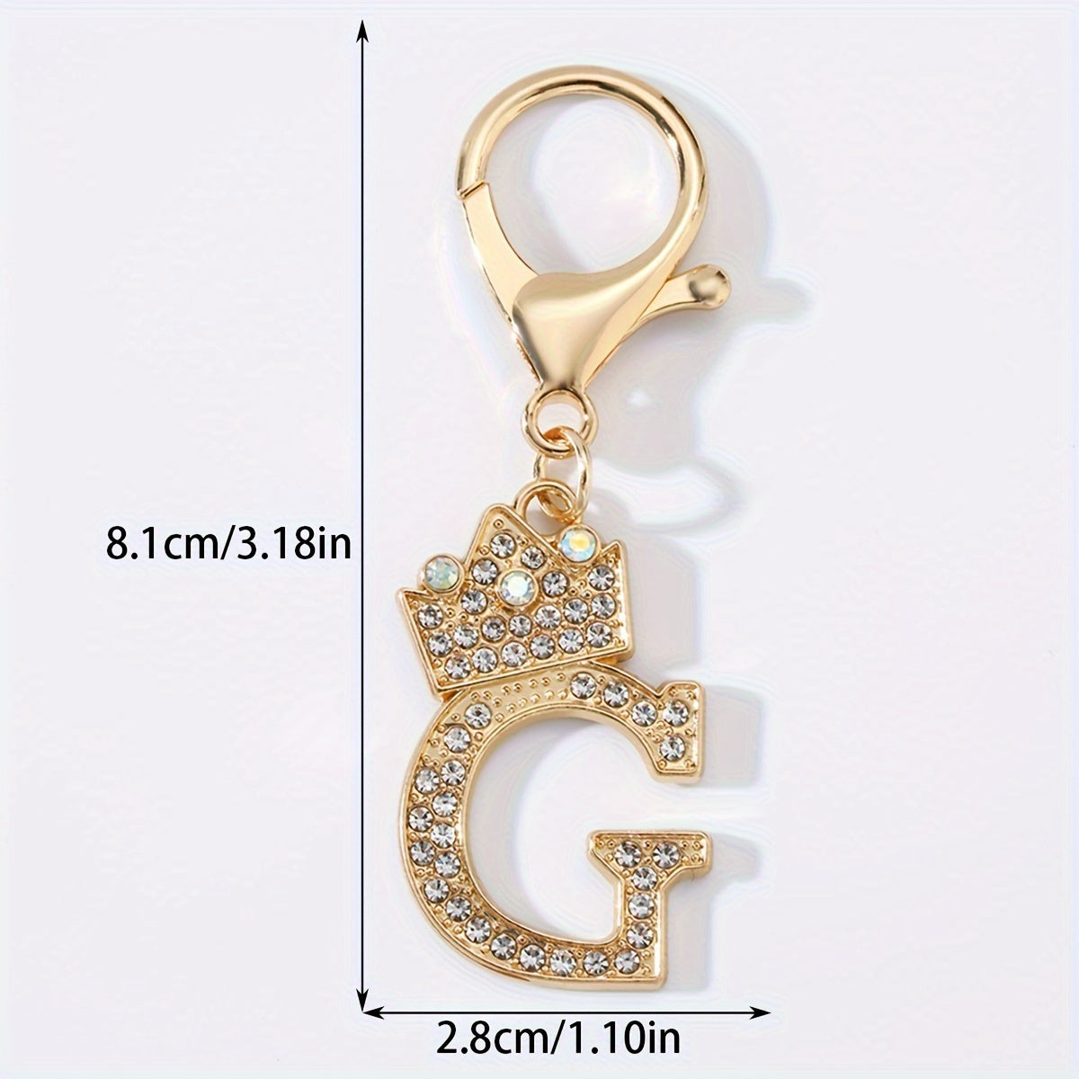 1pc Fashion Zinc Alloy Artificial Diamond Crown 26 English Letters Key Chain for Men, Bag Pendant for Friends.