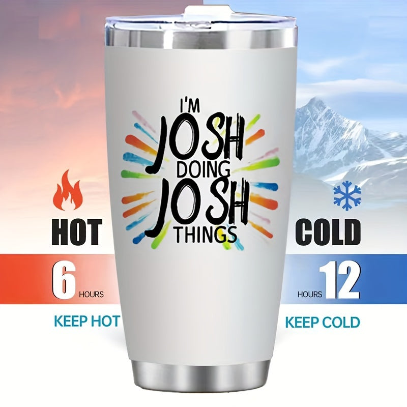 20oz stainless steel tumbler cup with lid, double wall insulation, ideal for outdoor activities, festive gift option.