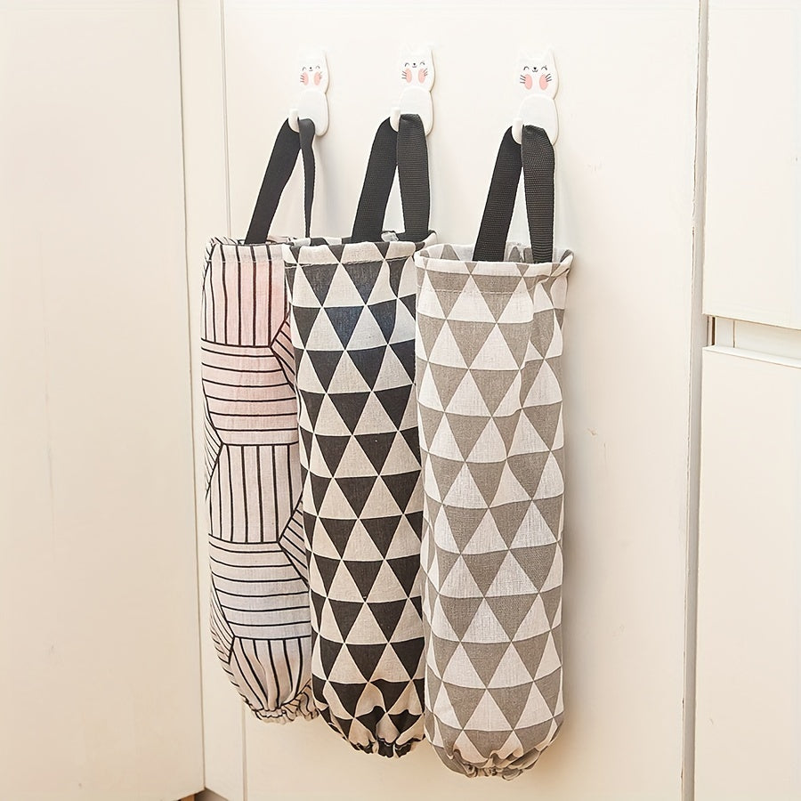 Versatile Hanging Storage Bag with Geometric Pattern for Simple Kitchen Wall Mounting