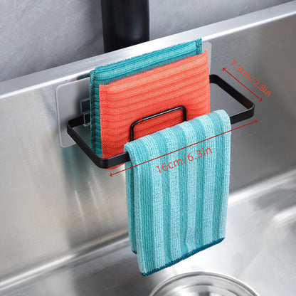 A versatile, durable cleaning tool storage rack made of plastic, featuring sponge racks. This space-saving rack is easy to install and suitable for kitchens, bathrooms, and general household storage needs. It is multifunctional and designed to store