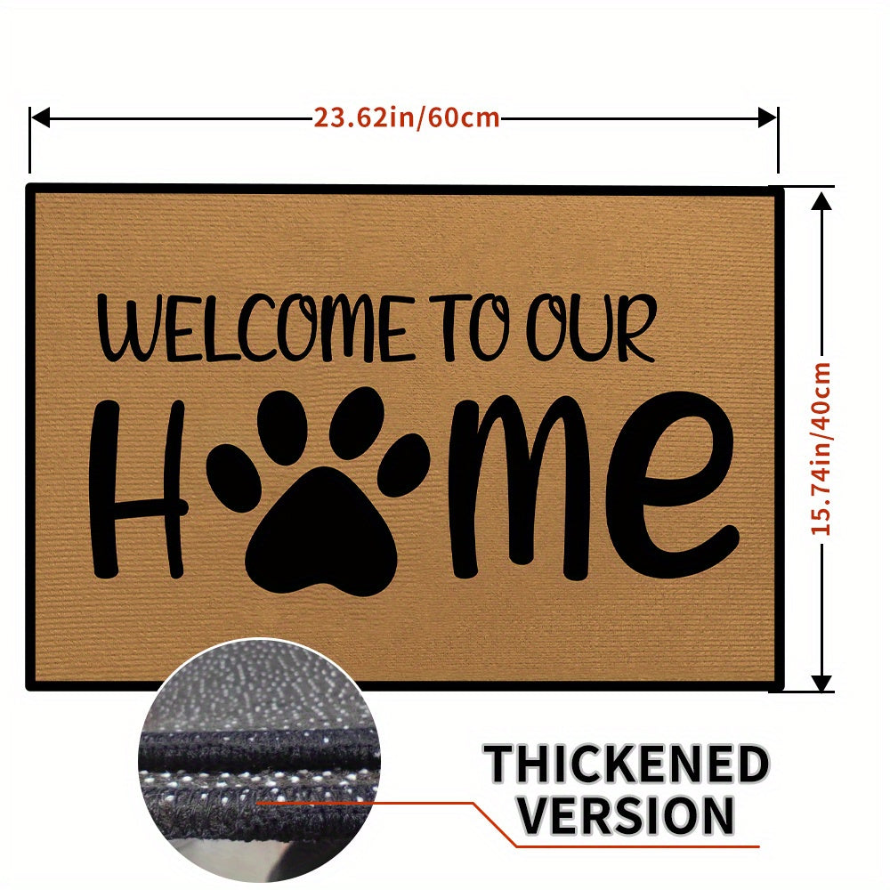 One-piece non-slip Welcome Door Mat designed for indoor and outdoor use. Machine washable and suitable for multiple areas such as family room, living room, kitchen, bedroom, farmhouse, hallway, and laundry room. Perfect for keeping your floors clean and