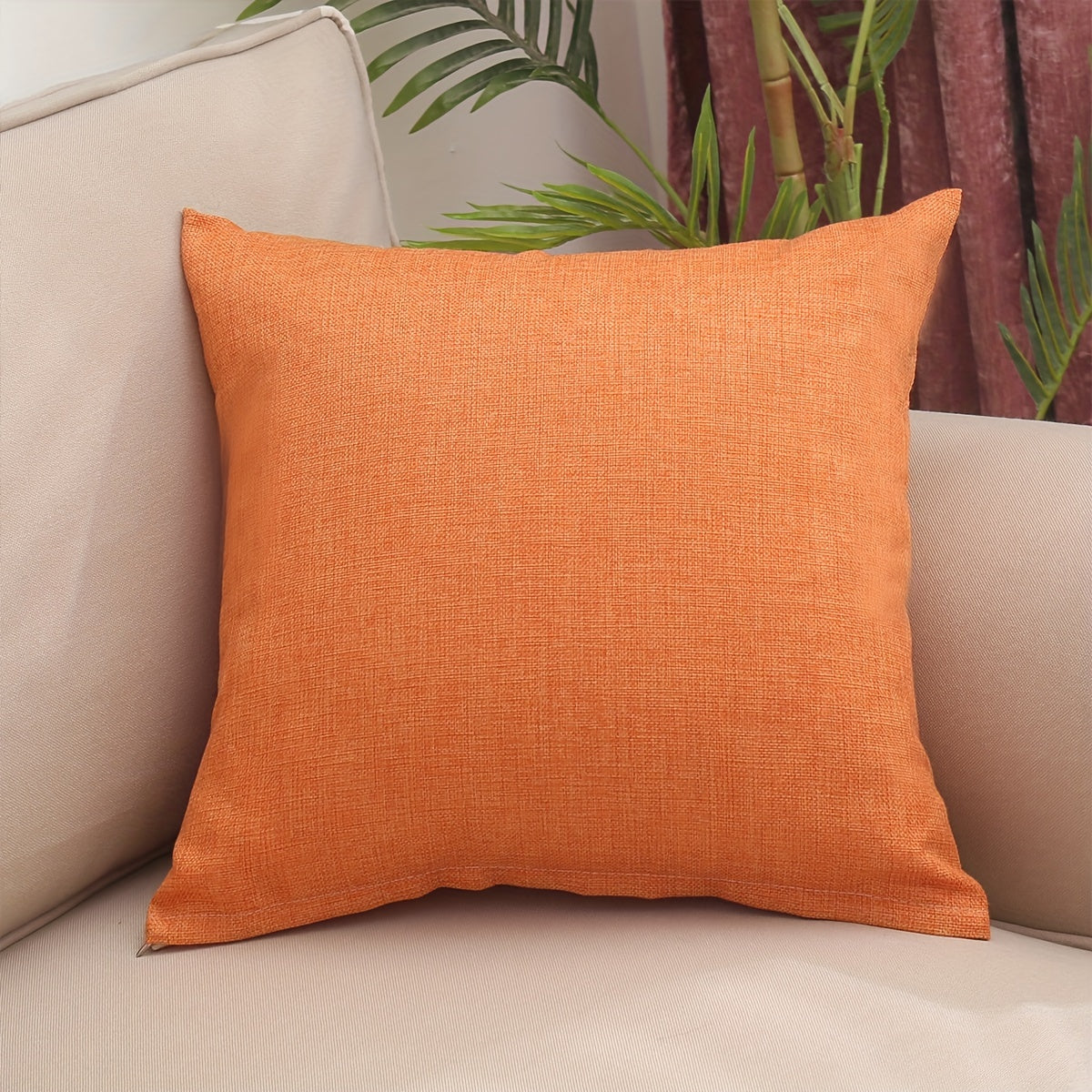 New solid color linen cushion cover without pillow core.