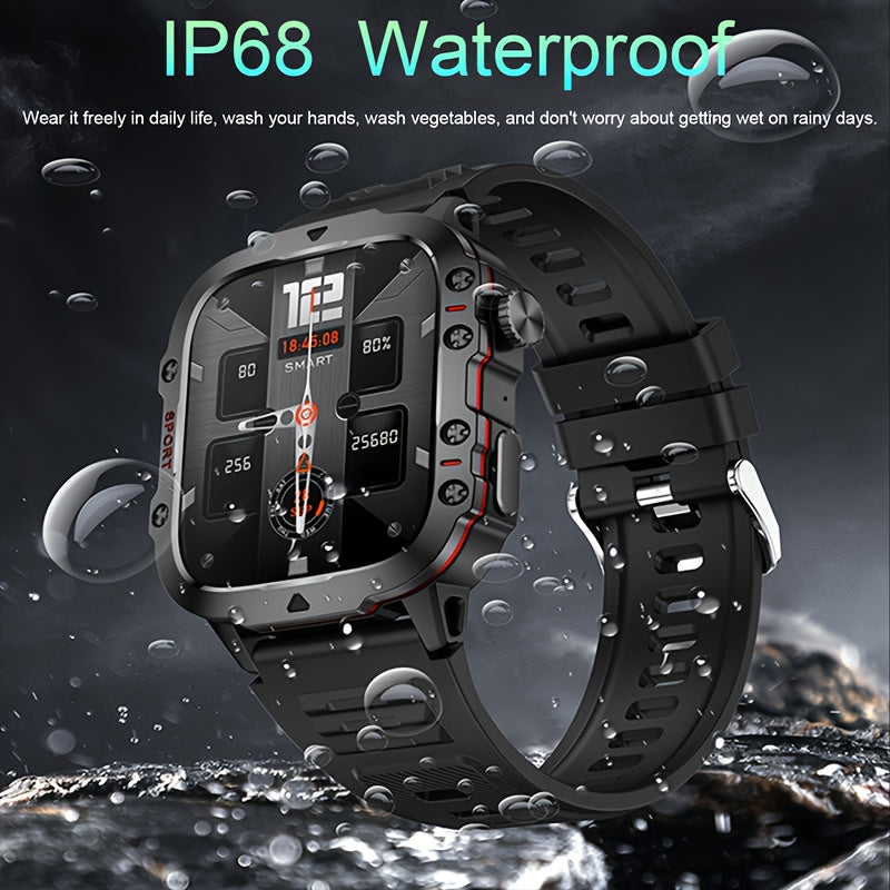 DAORKOW's new rugged smartwatch for men features wireless talk, sports fitness AI voice, 100+ outdoor sports modes, 4.98cm TFT screen, 8868 watch chip, 420mAh rechargeable battery, and