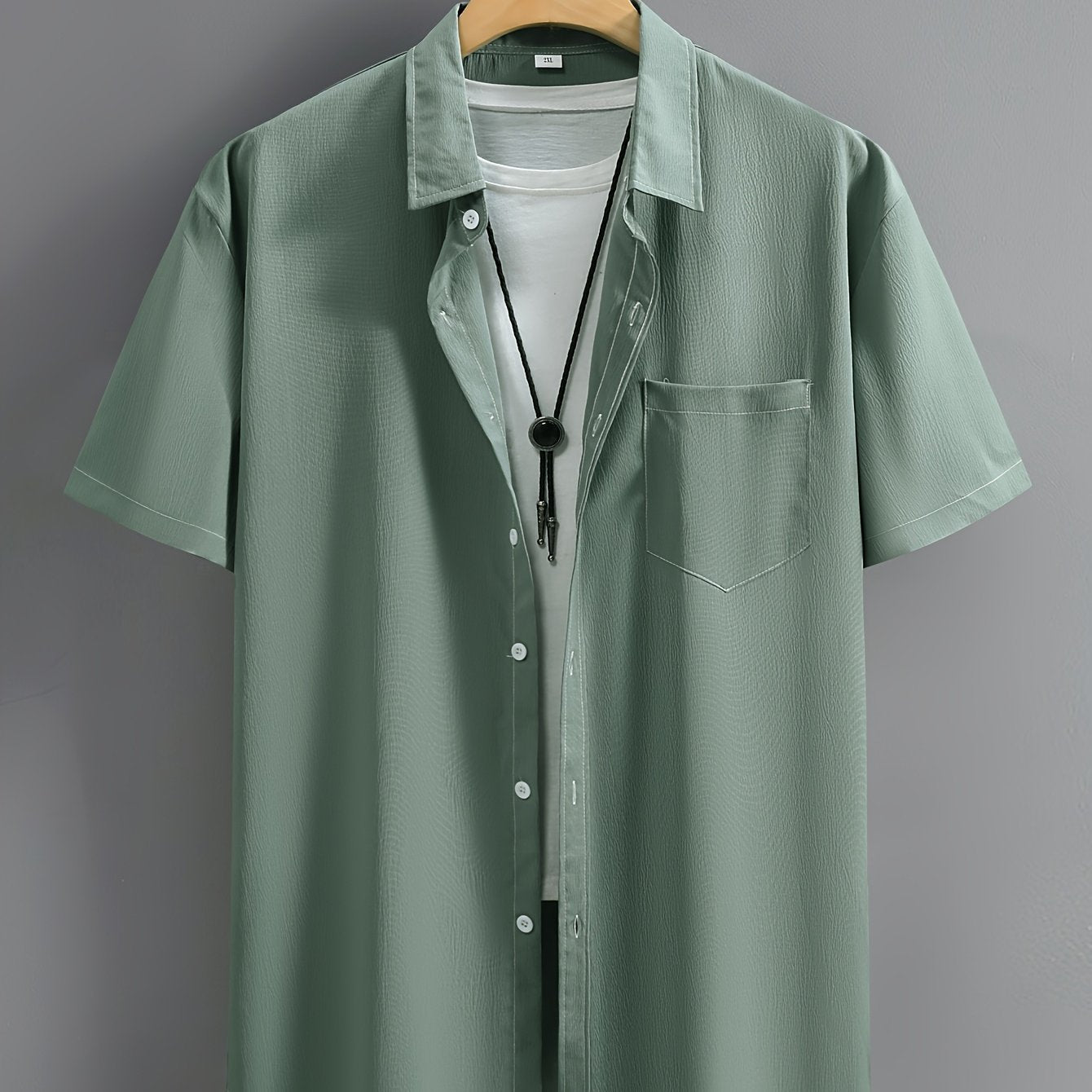 Men's plus size summer shirt, casual style with washed wrinkles effect.