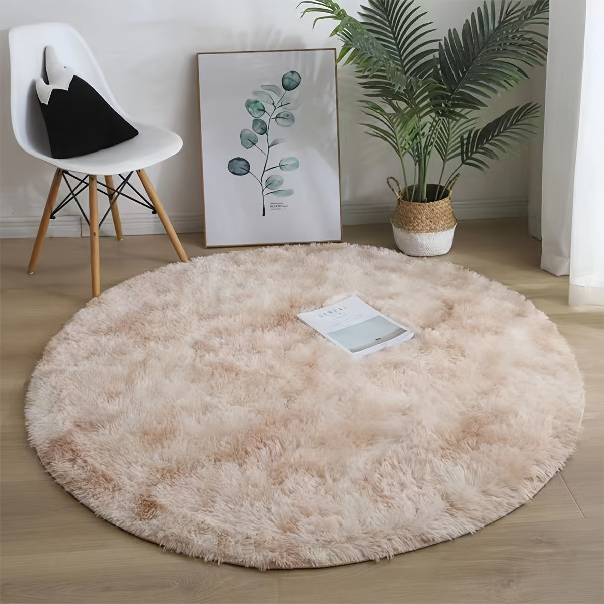 Soft and adorable Cloud-like Round Plush Area Mat - Machine Washable, Non-Slip, and Easy to Clean! Great for Bedroom use.