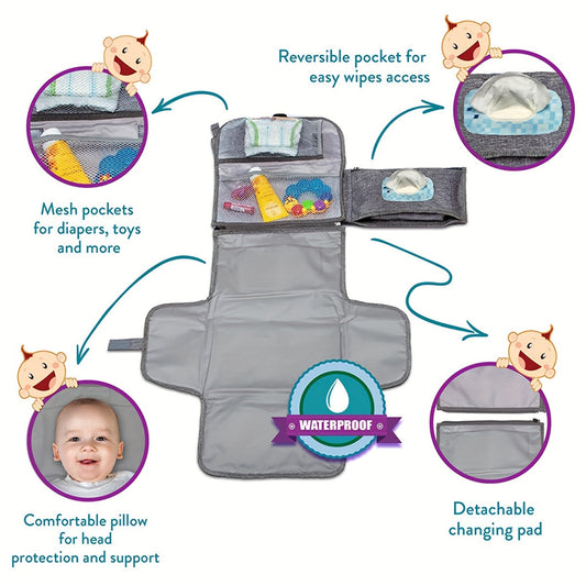 Waterproof baby diaper changing pad for convenient outings with mother and baby, offering multifunctional use.