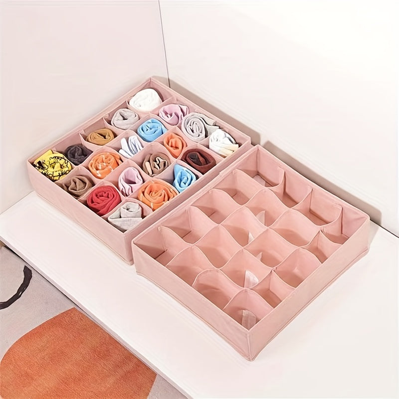 Foldable storage box for socks and underwear, ideal for organizing your lingerie, panties, socks, briefs, and ties in your closet or dresser. Keep your clothes neatly stored and hidden away with this convenient bedroom accessory.