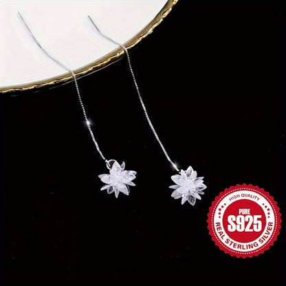 This S925 Silver Long Tassel Ice Flower Ear Thread is both elegant and stylish, perfect for ladies looking for a versatile fashion accessory. Ideal for weddings, graduations, and everyday wear, this lightweight piece weighs only 4g and is hypoallergenic.