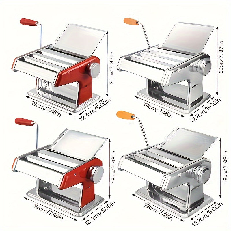 Ручная машина для пасты из нержавеющей стали для домашнего использования - универсальная и компактная, идеально подходит для приготовления лапши и пельменей, не требует батареек, отлично подходит для кулинарных энтузиастов.