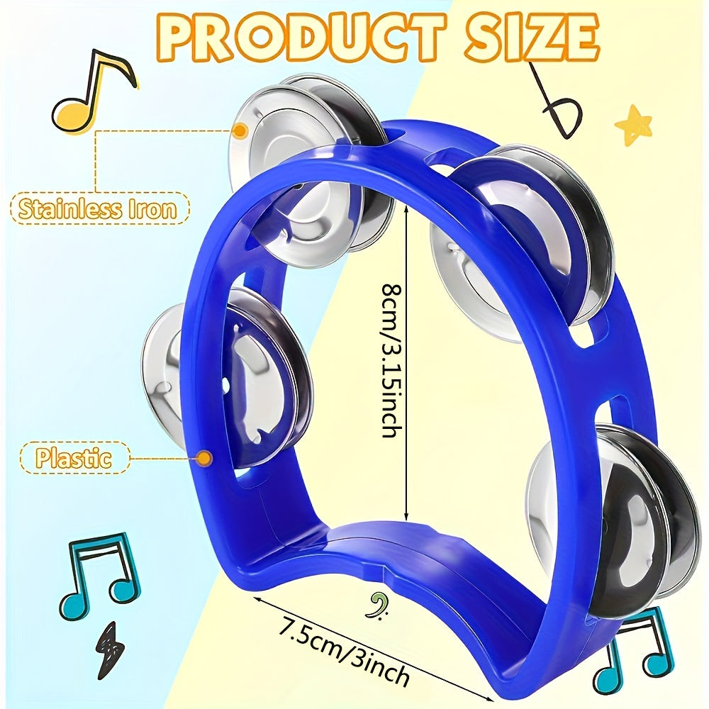 Plastic hand tambourine with 4 bells and ABS construction for musical performances. Great for parties, concerts, and Eid celebrations.