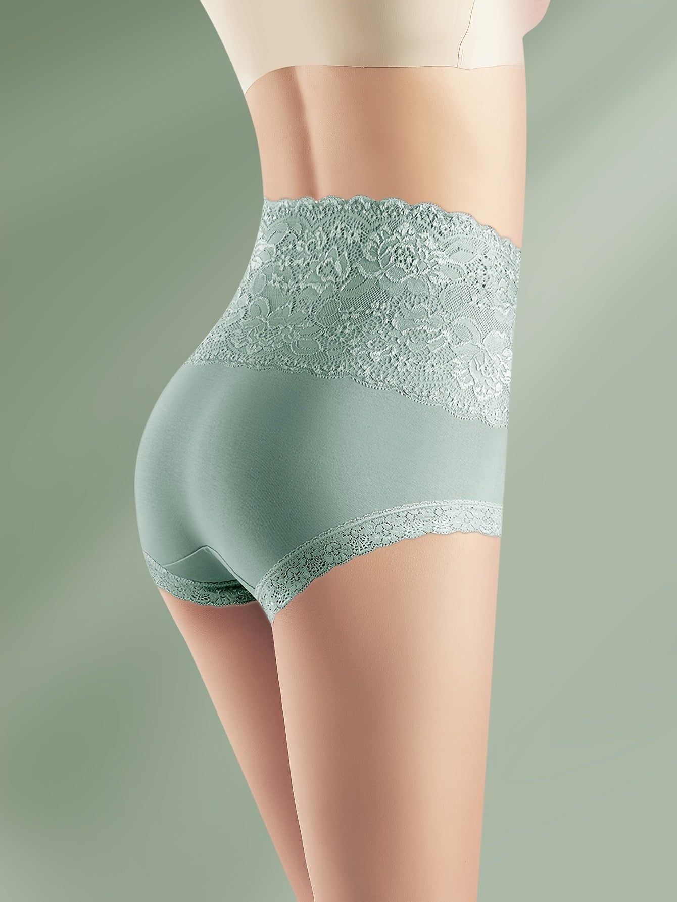 6 simple lace high waist briefs, soft and comfy panties for women's lingerie and underwear.