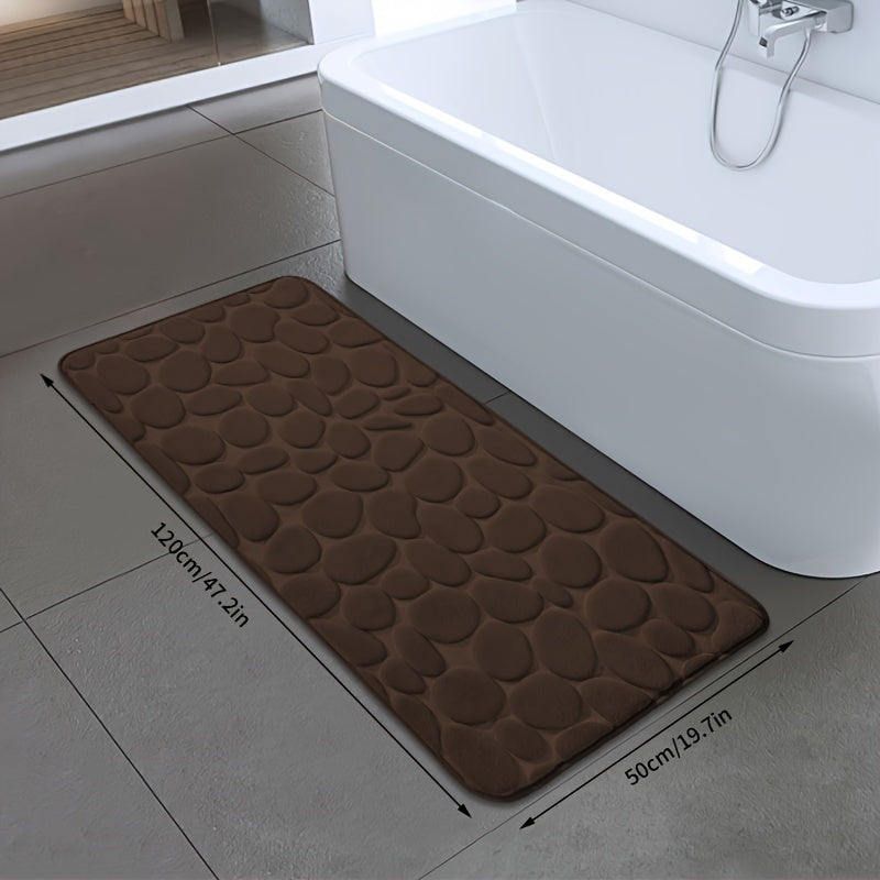 Quick-Dry Pebble Bath Mat, Thick Non-Slip Sponge Floor Mat for Bathroom, Machine Washable, Soft Coral Fleece - Ideal for Home Decor in Kitchen, Laundry Room, Bedroom, and Bathroom.