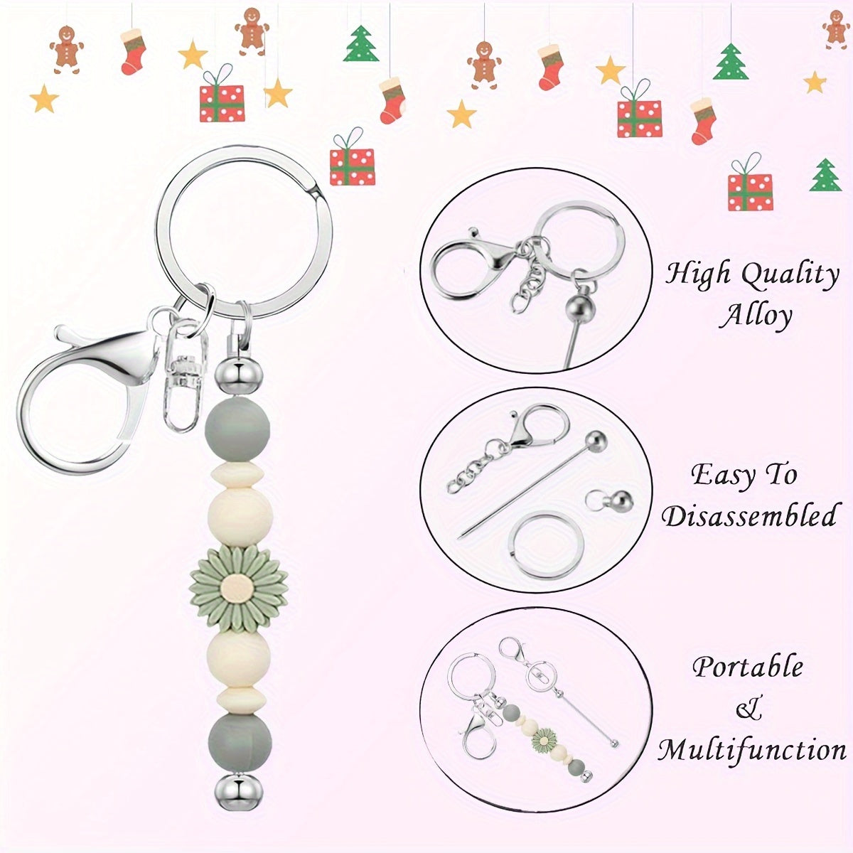 12 bead keychain bars set, perfect for creating your own DIY keychain accessories using golden blank bead keychains. Ideal for making pendant bead DIY keychains and as jewelry making gifts.