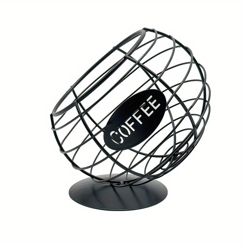 Iron coffee capsule holder with a slanted design for displaying in homes, bars, and cafes - one-of-a-kind pod basket.