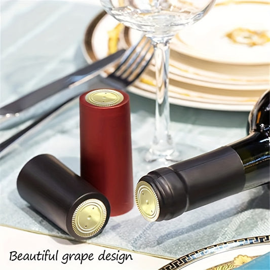 100 PVC heat shrink capsules with tear tab for wine bottles; shrinkable film wrap for straight mouth bottles.