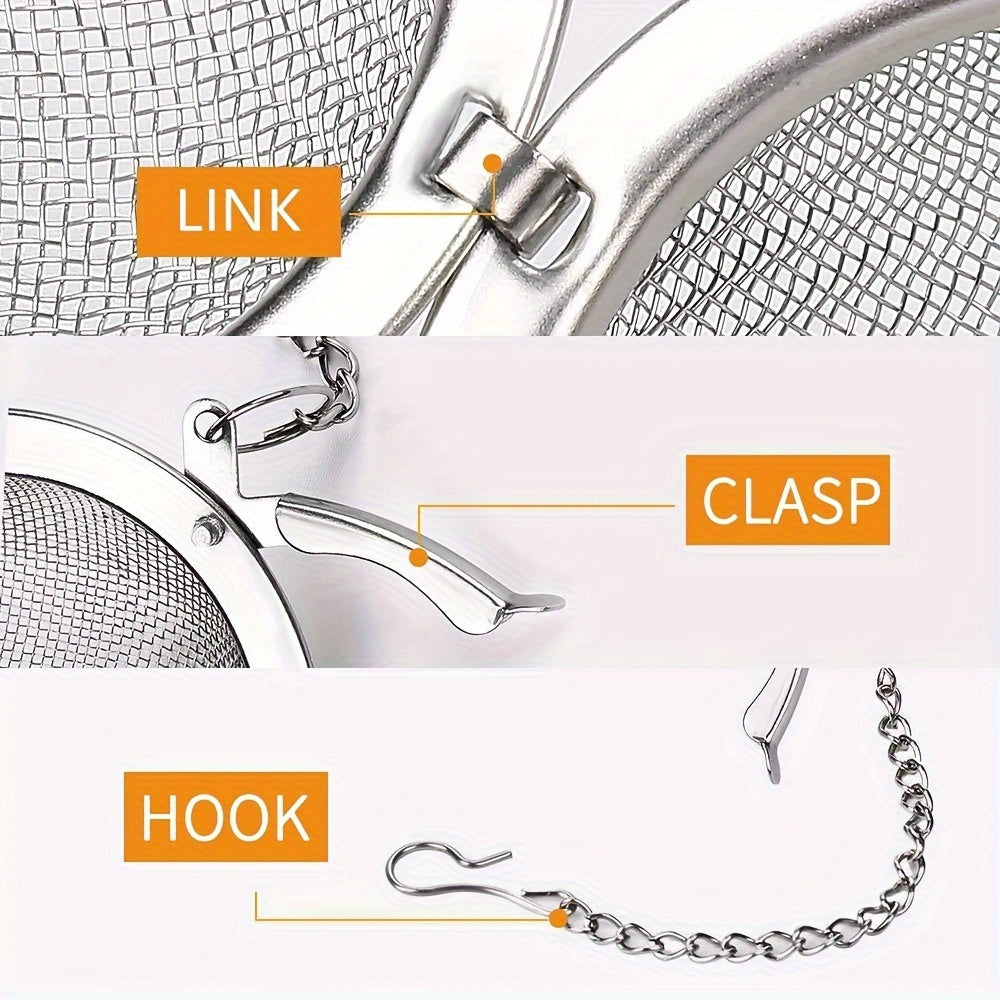 Stainless Steel Tea Ball Strainers Set with Premium Quality - Includes Extra Fine Mesh Infuser for Loose Leaf Tea, Multiple Sizes with Chain Hook, Resistant to Rust, Simple to Clean Tea Strainers Kit.