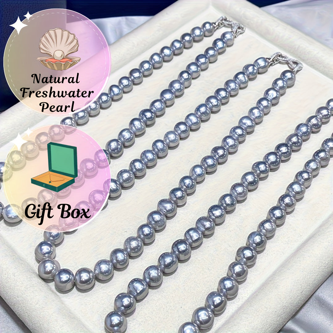 This elegant grey freshwater pearl necklace is luxurious, fine, and delicate. Perfect for wives, mothers, and girlfriends, it is ideal for formal events and special celebrations. Presented in a gift box, this classic style piece is suitable for