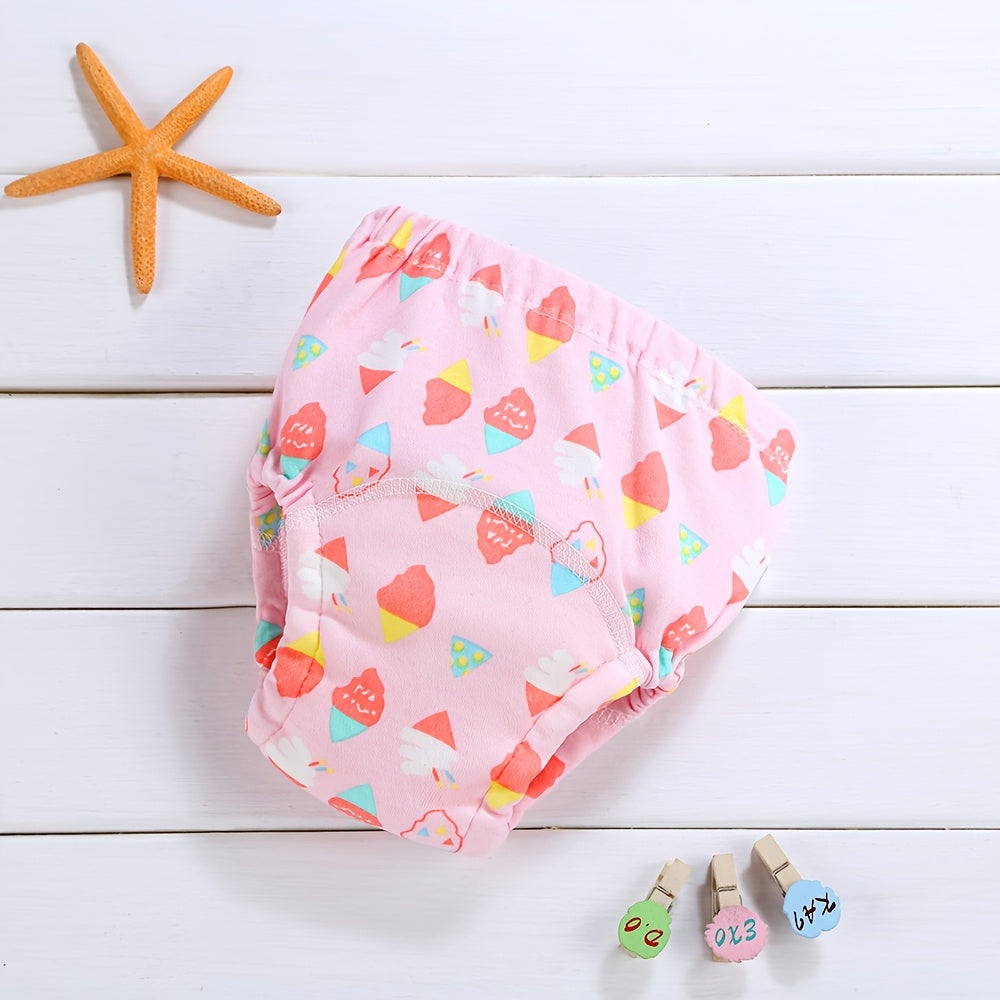 Pink Knitted Fabric Washable Diaper Pants for Youngsters - Waterproof Four-Layer Gauze Learning Pants