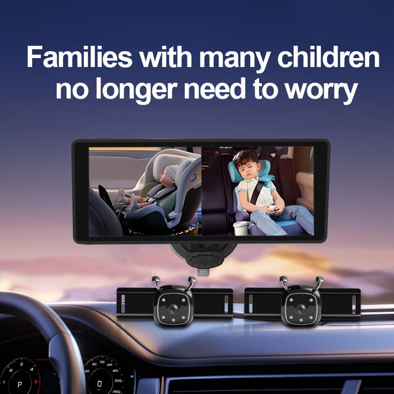 Experience safe and easy night driving with the Dual-Channel Car Camera featuring IR Night Vision and a 17.42cm Rear Seat Monitor for two youngsters. Simple installation ensures a stress-free setup for peace of mind on the road.