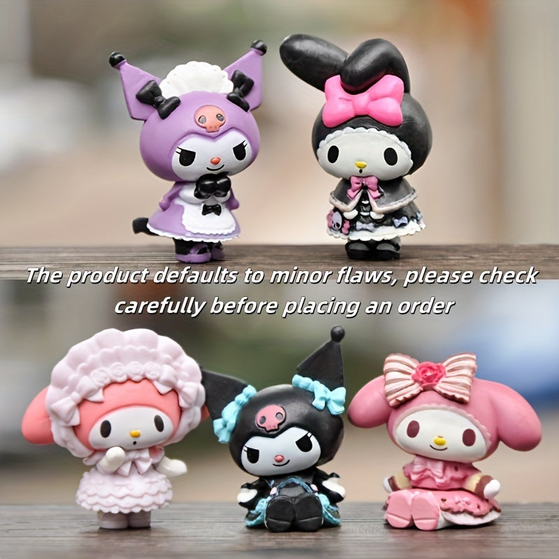 5 ta Sanrio Kuromi va xizmatkor mavzusidagi qiziqarli dekor buyumlari to'plami, yotoqxona, stol, avtomobil va tug'ilgan kun sovg'alari uchun ideal, PVC materialidan tayyorlangan.