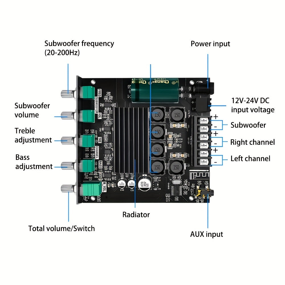 2.1 Channel Wireless 5.0 Digital Amplifier Module, High Fidelity Subwoofer ZK-TB21