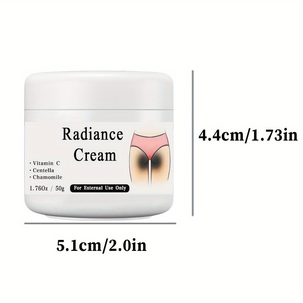 50g Radiance Cream with Vitamin C for private parts, underarms, and joints to improve melanin appearance and illuminate inner butt and thigh skin. 1.76oz.