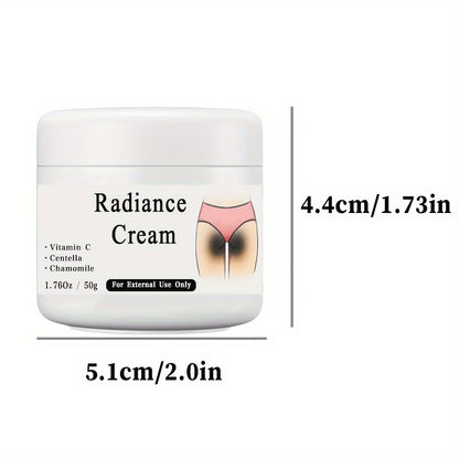 50g Radiance Cream with Vitamin C for private parts, underarms, and joints to improve melanin appearance and illuminate inner butt and thigh skin. 1.76oz.