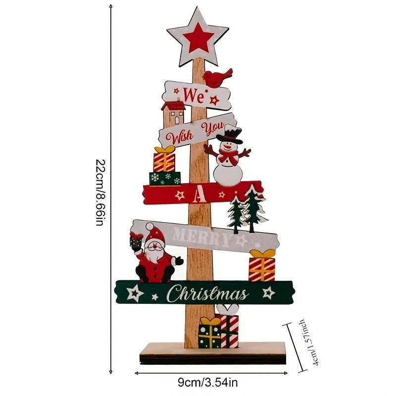 Wooden Christmas Tree & Santa Claus Desktop Sign Ideal for Holiday Decor, Gifts, Parties, DIY Decoration, Plaque, 2024 New Years