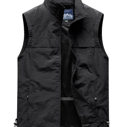 Men's zip-up stand collar vest for outdoor sports