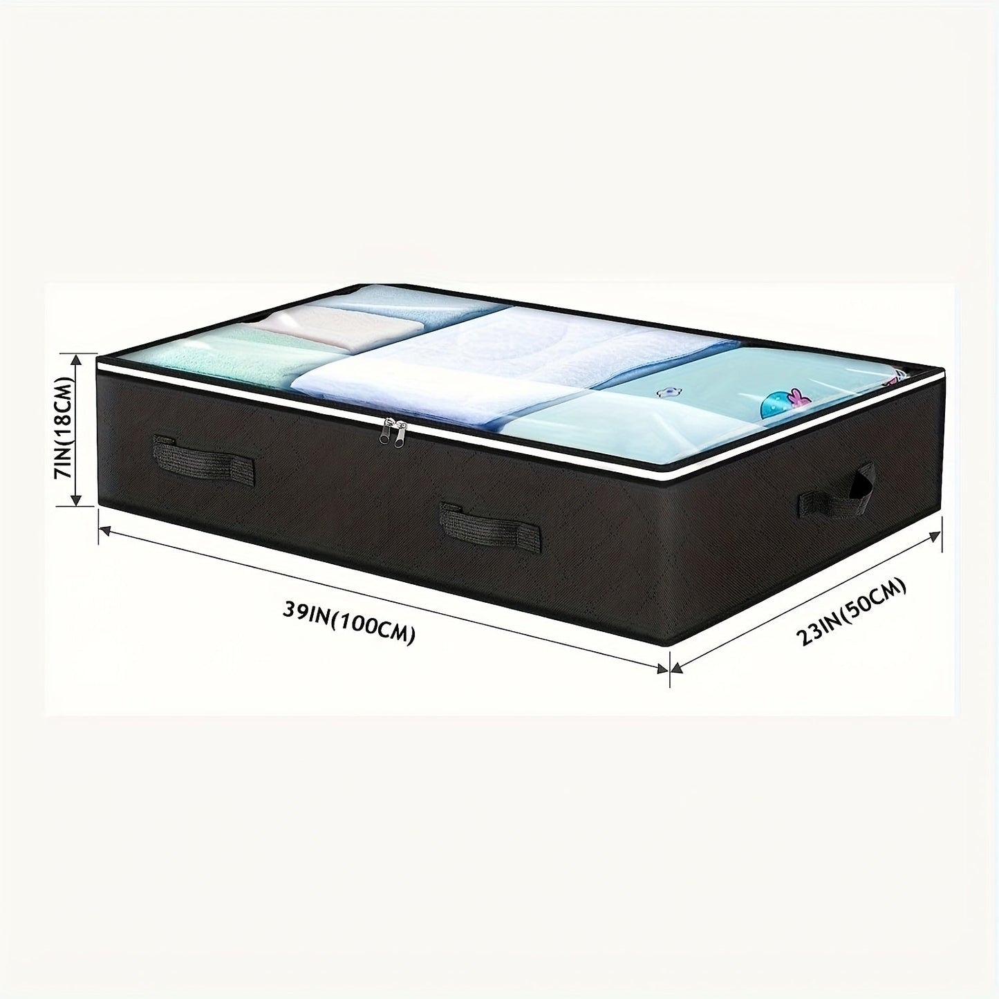 Foldable Storage Box for Clothes and Blankets with Window Handle - Perfect for Organizing Bedroom, Closet, Dormitory. Underbed Storage Container for Quilts, Pillows, Shoes, and Toys.