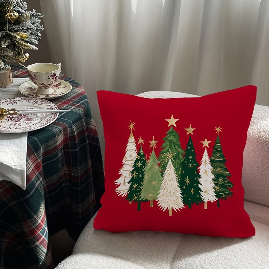 Christmas Tree Star Throw Pillow Covers - Choose Between 1 or 2 Pieces, Modern Design, Made of 100% Polyester, Featuring Zipper Closure, Easy to Clean in Washing Machine, Woven Fabric, Single Side Print, Available with or without Pillow Insert for Home