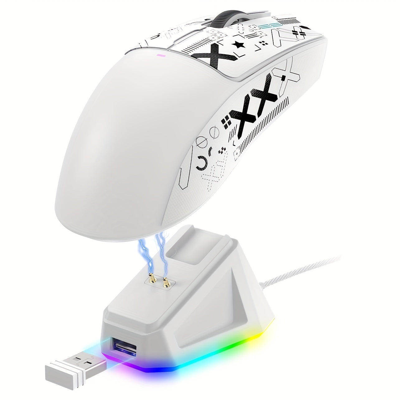 Attack Shark X11 is a lightweight wireless gaming mouse with RGB charging base, Tri-mode 2.4G/USB-C wired/BT, 22K DPI, PAW3311 Optical Sensor, HUYU Switch, 5 programmable buttons. Suitable