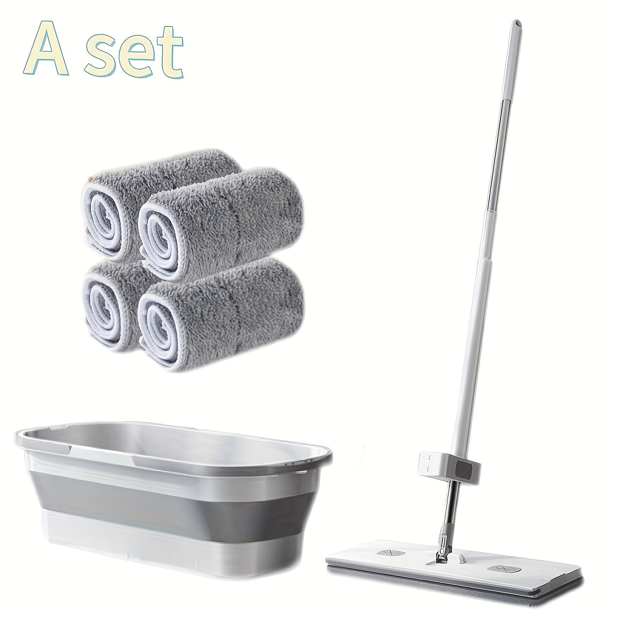 The Multifunctional Flat Mop and Bucket Set is a convenient solution for all your cleaning needs. This hand-free washable mop is perfect for dual wet and dry cleaning on a variety of surfaces including tile, marble, and hardwood floors. With its dust