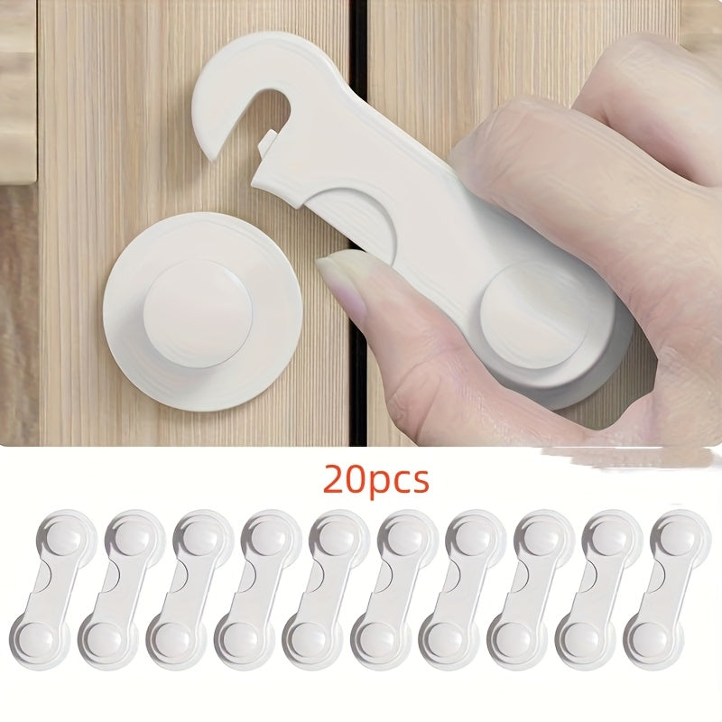 SDONE 10-Pack of White Plastic Drawer Locks - Latex-Free Child Safety Cabinet Locks for Refrigerator and Drawers