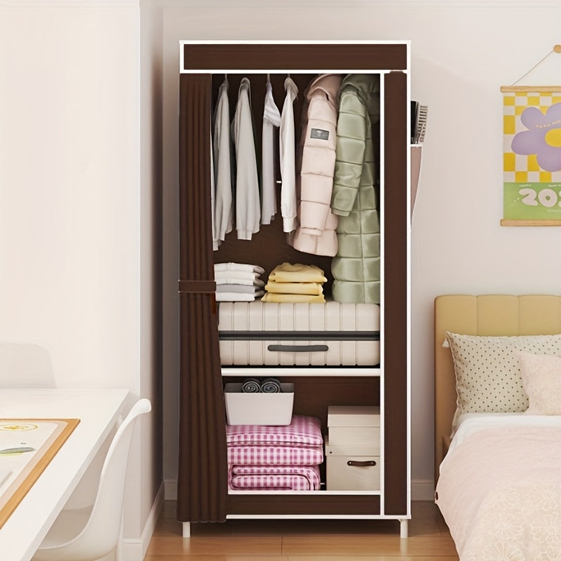 Conveniently Assemble Your Non-Woven Fabric Wardrobe - Roomy 3.2 Cubic Feet Storage Closet with Sturdy Metal Frame for Bedroom, Rental Housing, Organizing Clothes, and Home Storage. Easy to Set Up, Moveable Closet Solution