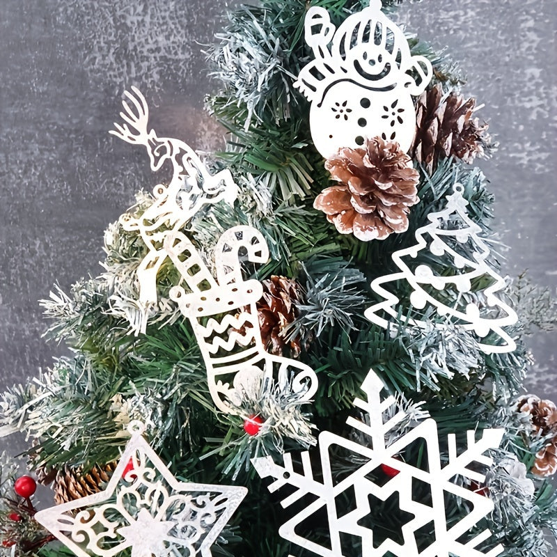 20-piece Sparkling Snowflake & Christmas Tree Ornaments Set - Ideal for Holiday Parties, Battery-Free, Winter Decor