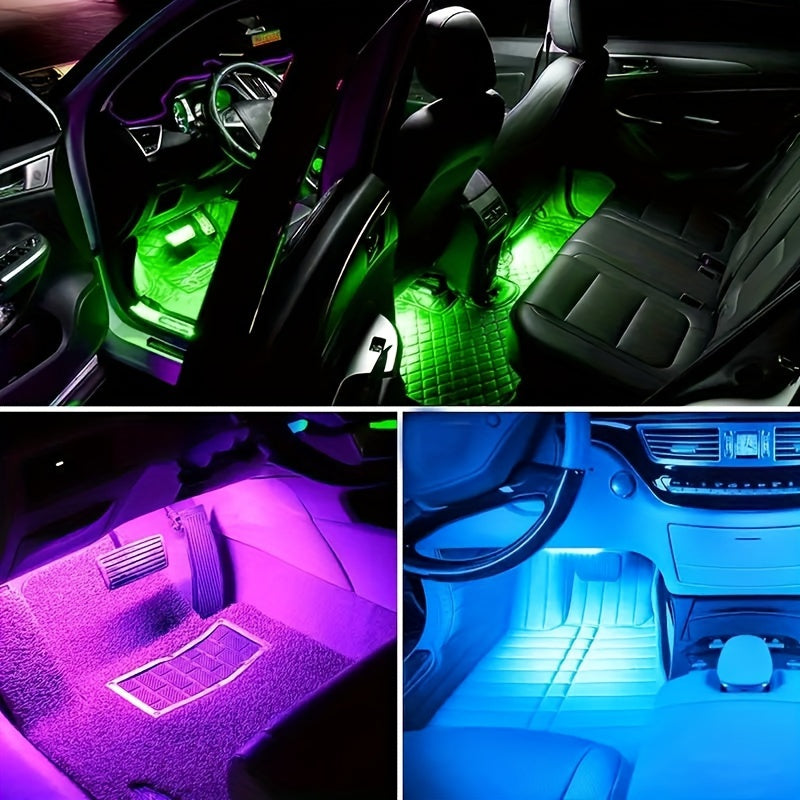 Car ambiance light with 48 LED RGB foot light and four music lights.