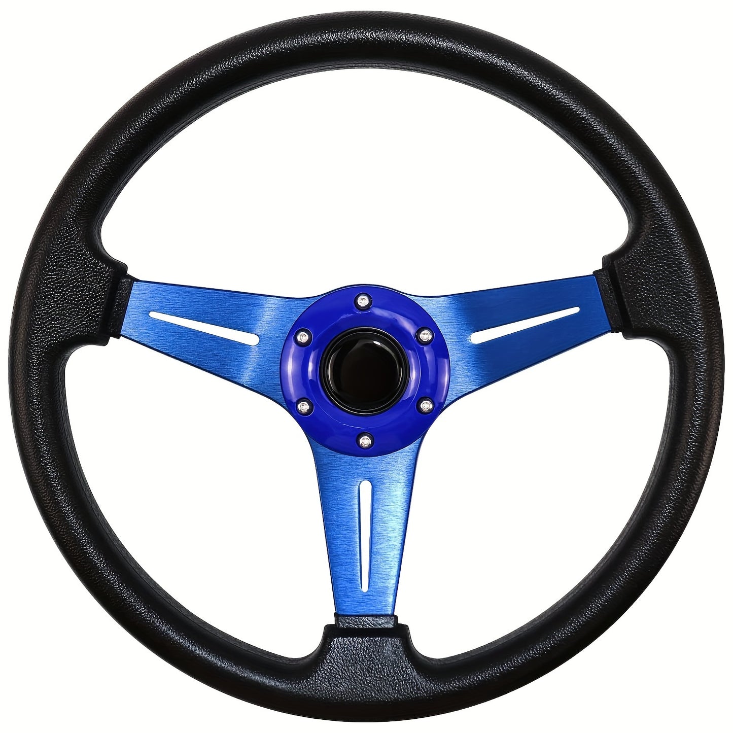 Purple 14-inch steering wheel with aluminum frame for cars, golf carts, and sightseeing vehicles. Stylish, durable, comfortable grip.