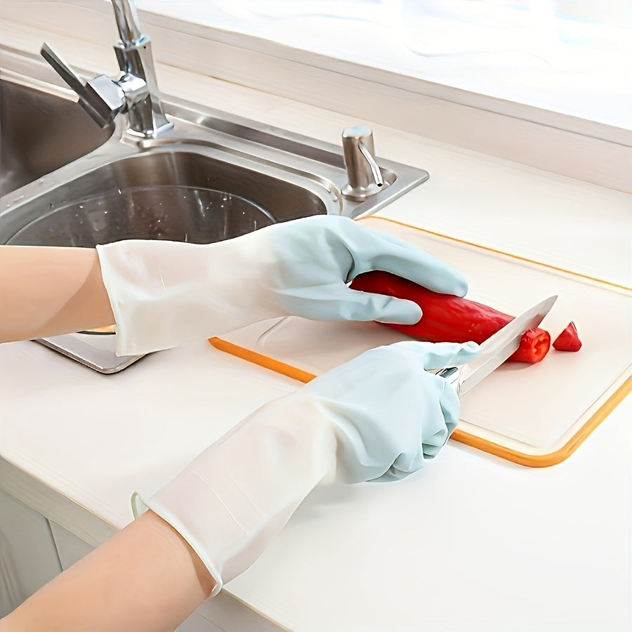 Premium waterproof kitchen dishwashing gloves designed for non-slip household tasks. These durable laundry gloves are essential cleaning supplies.