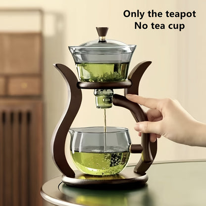 Lazy Kung Fu Glass Tea Set with infuser, magnetic switch, and teacup. Perfect for catering.