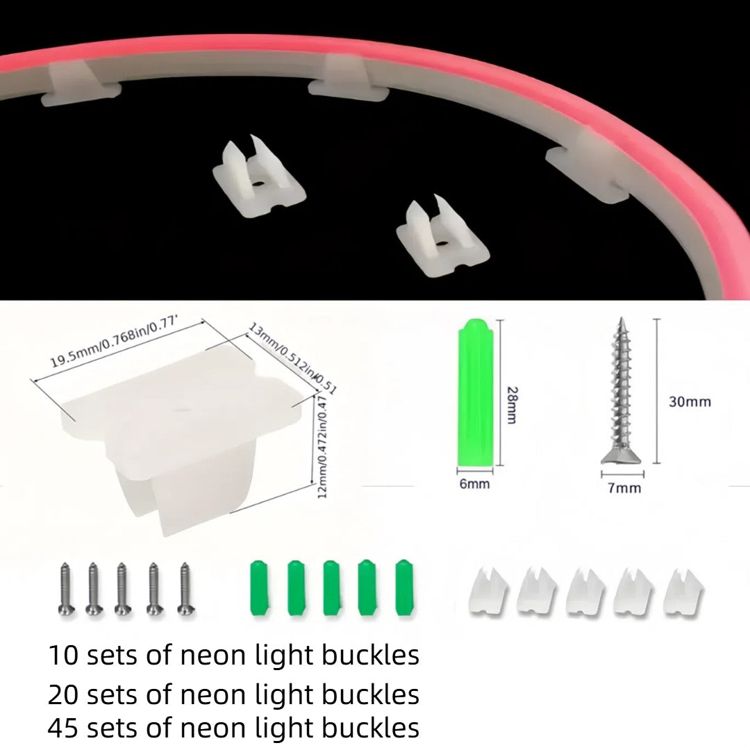 10/20/45pcs of 6mm LED strip fixing clips for securing neon strips, made of plastic.