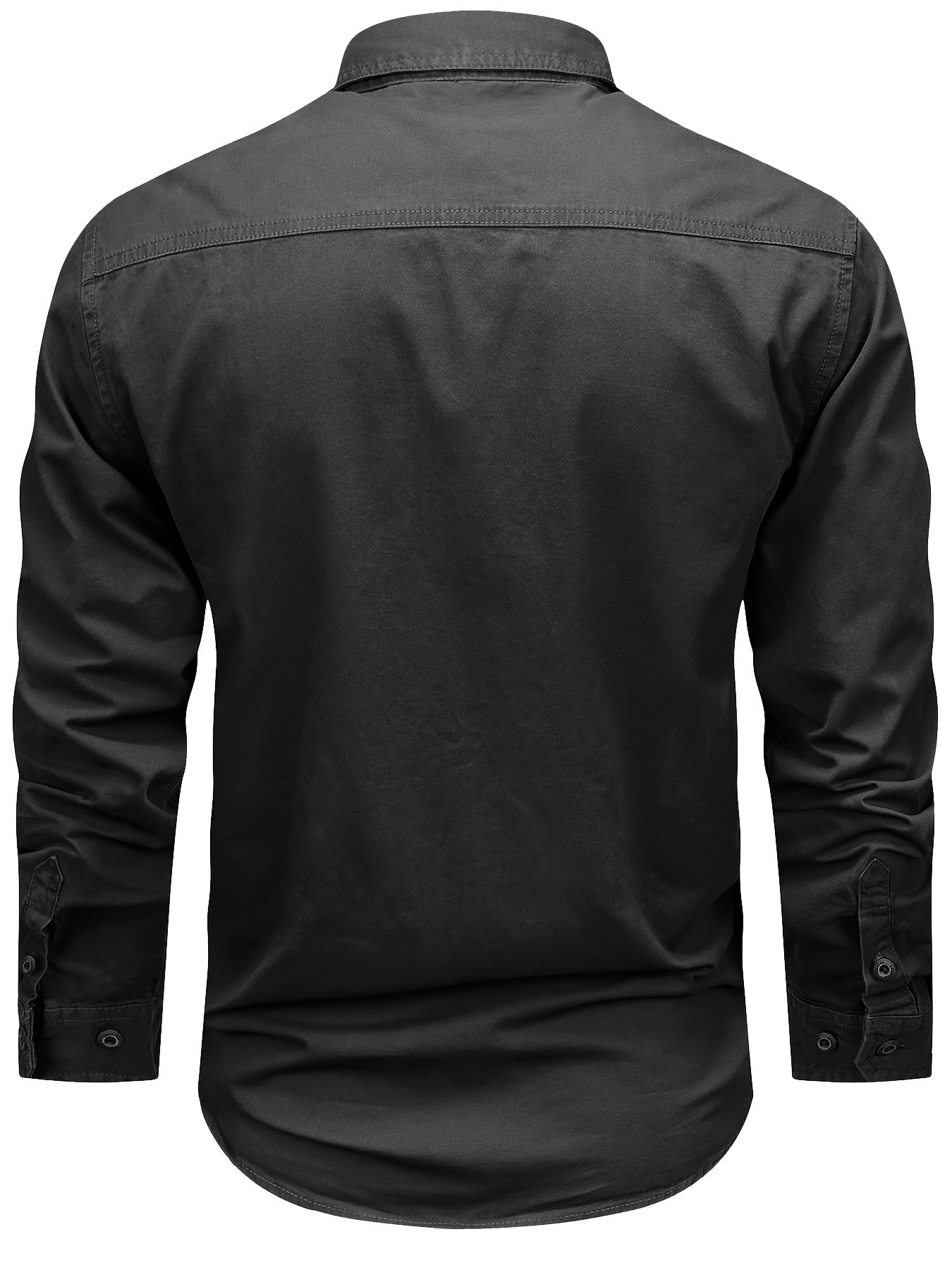 Men's Cotton Cargo Shirt with Large Pockets, Ideal for Outdoor or Casual Wear, Machine Washable