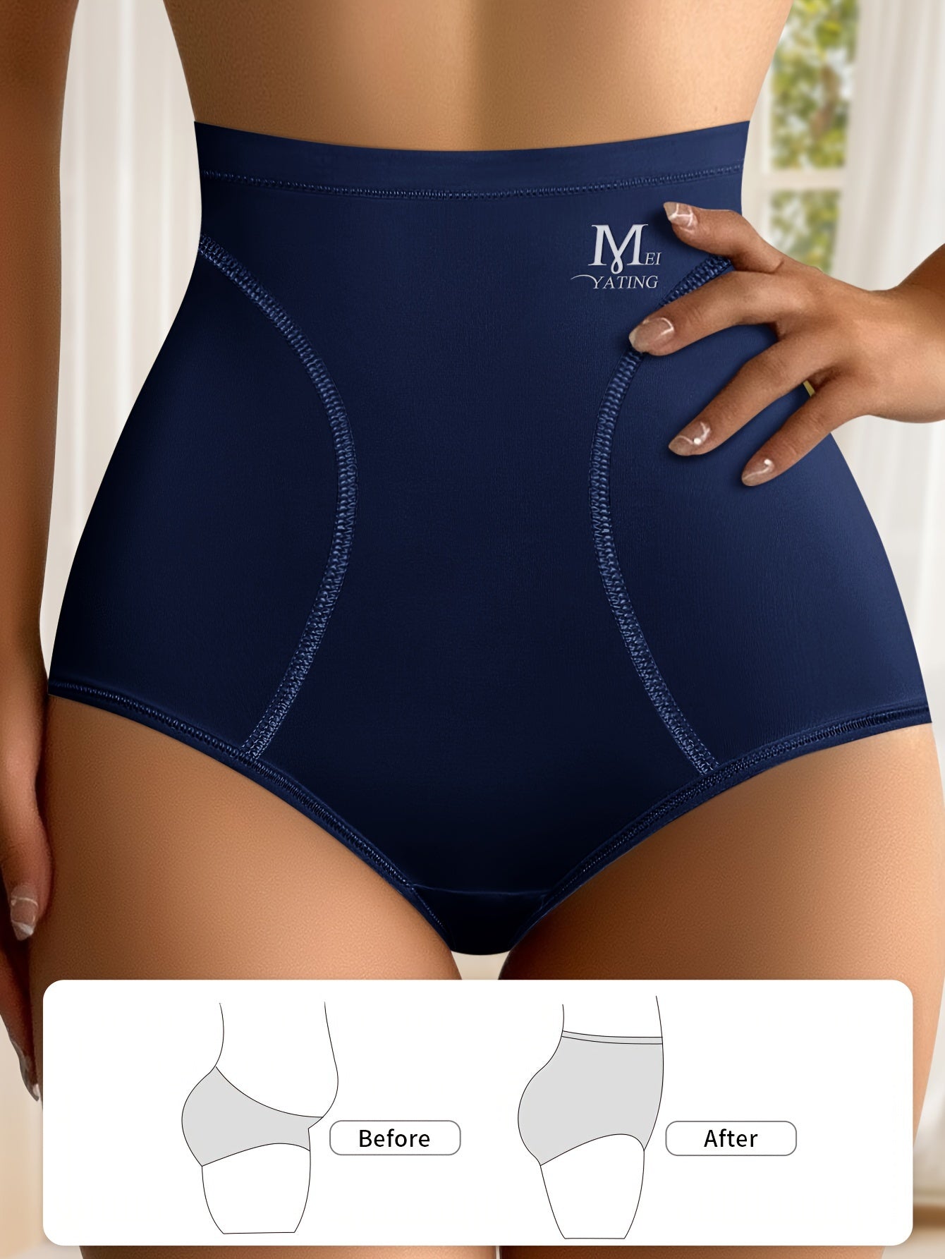 Seamless high waist label print panties for women, ideal for fall and winter.